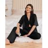 image:imageEkouaer Women Pajamas Set Button Down Sleepwear Short Sleeve Pjs Soft Comfy Nightwear with Long Pants SXXLBlack