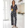 image:imageEkouaer Women Pajamas Set Button Down Sleepwear Short Sleeve Pjs Soft Comfy Nightwear with Long Pants SXXLBlack Flower