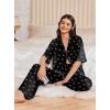 image:imageEkouaer Women Pajamas Set Button Down Sleepwear Short Sleeve Pjs Soft Comfy Nightwear with Long Pants SXXLBlack Pink Bow
