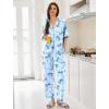 image:imageEkouaer Women Pajamas Set Button Down Sleepwear Short Sleeve Pjs Soft Comfy Nightwear with Long Pants SXXLBlue Bow