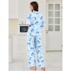 image:imageEkouaer Women Pajamas Set Button Down Sleepwear Short Sleeve Pjs Soft Comfy Nightwear with Long Pants SXXLBlue Bow