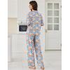 image:imageEkouaer Women Pajamas Set Button Down Sleepwear Short Sleeve Pjs Soft Comfy Nightwear with Long Pants SXXLBlue Flower