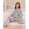 image:imageEkouaer Women Pajamas Set Button Down Sleepwear Short Sleeve Pjs Soft Comfy Nightwear with Long Pants SXXLBlue Flower