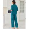 image:imageEkouaer Women Pajamas Set Button Down Sleepwear Short Sleeve Pjs Soft Comfy Nightwear with Long Pants SXXLBlue Green