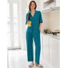 image:imageEkouaer Women Pajamas Set Button Down Sleepwear Short Sleeve Pjs Soft Comfy Nightwear with Long Pants SXXLBlue Green