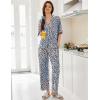 image:imageEkouaer Women Pajamas Set Button Down Sleepwear Short Sleeve Pjs Soft Comfy Nightwear with Long Pants SXXLBlue Leopard