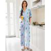 image:imageEkouaer Women Pajamas Set Button Down Sleepwear Short Sleeve Pjs Soft Comfy Nightwear with Long Pants SXXLCity Walk