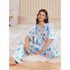 image:imageEkouaer Women Pajamas Set Button Down Sleepwear Short Sleeve Pjs Soft Comfy Nightwear with Long Pants SXXLCity Walk