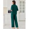 image:imageEkouaer Women Pajamas Set Button Down Sleepwear Short Sleeve Pjs Soft Comfy Nightwear with Long Pants SXXLDark Green