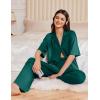 image:imageEkouaer Women Pajamas Set Button Down Sleepwear Short Sleeve Pjs Soft Comfy Nightwear with Long Pants SXXLDark Green