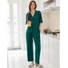 image:imageEkouaer Women Pajamas Set Button Down Sleepwear Short Sleeve Pjs Soft Comfy Nightwear with Long Pants SXXLDark Green