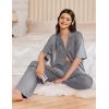 image:imageEkouaer Women Pajamas Set Button Down Sleepwear Short Sleeve Pjs Soft Comfy Nightwear with Long Pants SXXLDark Grey