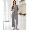 image:imageEkouaer Women Pajamas Set Button Down Sleepwear Short Sleeve Pjs Soft Comfy Nightwear with Long Pants SXXLDark Grey