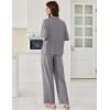 image:imageEkouaer Women Pajamas Set Button Down Sleepwear Short Sleeve Pjs Soft Comfy Nightwear with Long Pants SXXLDark Grey