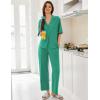 image:imageEkouaer Women Pajamas Set Button Down Sleepwear Short Sleeve Pjs Soft Comfy Nightwear with Long Pants SXXLGray Green