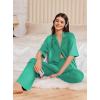 image:imageEkouaer Women Pajamas Set Button Down Sleepwear Short Sleeve Pjs Soft Comfy Nightwear with Long Pants SXXLGray Green