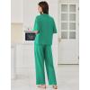 image:imageEkouaer Women Pajamas Set Button Down Sleepwear Short Sleeve Pjs Soft Comfy Nightwear with Long Pants SXXLGray Green