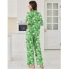 image:imageEkouaer Women Pajamas Set Button Down Sleepwear Short Sleeve Pjs Soft Comfy Nightwear with Long Pants SXXLGreen Leaves