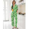 image:imageEkouaer Women Pajamas Set Button Down Sleepwear Short Sleeve Pjs Soft Comfy Nightwear with Long Pants SXXLGreen Leaves