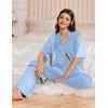 image:imageEkouaer Women Pajamas Set Button Down Sleepwear Short Sleeve Pjs Soft Comfy Nightwear with Long Pants SXXLLight Blue