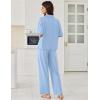 image:imageEkouaer Women Pajamas Set Button Down Sleepwear Short Sleeve Pjs Soft Comfy Nightwear with Long Pants SXXLLight Blue