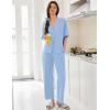 image:imageEkouaer Women Pajamas Set Button Down Sleepwear Short Sleeve Pjs Soft Comfy Nightwear with Long Pants SXXLLight Blue