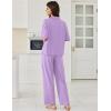 image:imageEkouaer Women Pajamas Set Button Down Sleepwear Short Sleeve Pjs Soft Comfy Nightwear with Long Pants SXXLLight Purple