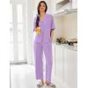 image:imageEkouaer Women Pajamas Set Button Down Sleepwear Short Sleeve Pjs Soft Comfy Nightwear with Long Pants SXXLLight Purple