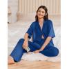 image:imageEkouaer Women Pajamas Set Button Down Sleepwear Short Sleeve Pjs Soft Comfy Nightwear with Long Pants SXXLNavy Blue