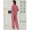 image:imageEkouaer Women Pajamas Set Button Down Sleepwear Short Sleeve Pjs Soft Comfy Nightwear with Long Pants SXXLOld Rose