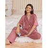 image:imageEkouaer Women Pajamas Set Button Down Sleepwear Short Sleeve Pjs Soft Comfy Nightwear with Long Pants SXXLOld Rose