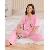 image:imageEkouaer Women Pajamas Set Button Down Sleepwear Short Sleeve Pjs Soft Comfy Nightwear with Long Pants SXXLPink