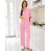 image:imageEkouaer Women Pajamas Set Button Down Sleepwear Short Sleeve Pjs Soft Comfy Nightwear with Long Pants SXXLPink