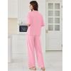 image:imageEkouaer Women Pajamas Set Button Down Sleepwear Short Sleeve Pjs Soft Comfy Nightwear with Long Pants SXXLPink