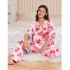 image:imageEkouaer Women Pajamas Set Button Down Sleepwear Short Sleeve Pjs Soft Comfy Nightwear with Long Pants SXXLPink Bow