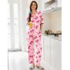 image:imageEkouaer Women Pajamas Set Button Down Sleepwear Short Sleeve Pjs Soft Comfy Nightwear with Long Pants SXXLPink Bow