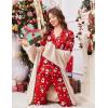 image:imageEkouaer Women Pajamas Set Button Down Sleepwear Short Sleeve Pjs Soft Comfy Nightwear with Long Pants SXXLRed Santa