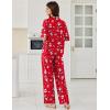 image:imageEkouaer Women Pajamas Set Button Down Sleepwear Short Sleeve Pjs Soft Comfy Nightwear with Long Pants SXXLRed Santa