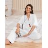 image:imageEkouaer Women Pajamas Set Button Down Sleepwear Short Sleeve Pjs Soft Comfy Nightwear with Long Pants SXXLWhite