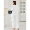 image:imageEkouaer Women Pajamas Set Button Down Sleepwear Short Sleeve Pjs Soft Comfy Nightwear with Long Pants SXXLWhite
