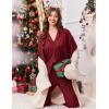 image:imageEkouaer Women Pajamas Set Button Down Sleepwear Short Sleeve Pjs Soft Comfy Nightwear with Long Pants SXXLWine Red
