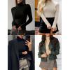 image:imageEkouaer Womens 3 Pack Turtleneck Long Sleeve Shirts Slim Fit Thermal Underwear Tops Lightweight Pullover TeesBlackWhiteCream Beige