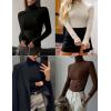 image:imageEkouaer Womens 3 Pack Turtleneck Long Sleeve Shirts Slim Fit Thermal Underwear Tops Lightweight Pullover TeesBlackWineGreen