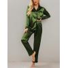 image:imageEkouaer Womens Classic Button Down Long Satin Silk Pajama SetArmy Green