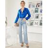 image:imageEkouaer Womens Classic Button Down Long Satin Silk Pajama SetBlue