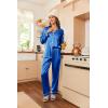 image:imageEkouaer Womens Classic Button Down Long Satin Silk Pajama SetBlue