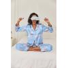 image:imageEkouaer Womens Classic Button Down Long Satin Silk Pajama SetBlue Floral