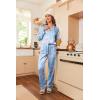 image:imageEkouaer Womens Classic Button Down Long Satin Silk Pajama SetBlue Floral