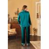 image:imageEkouaer Womens Classic Button Down Long Satin Silk Pajama SetBlue Green