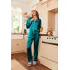 image:imageEkouaer Womens Classic Button Down Long Satin Silk Pajama SetBlue Green